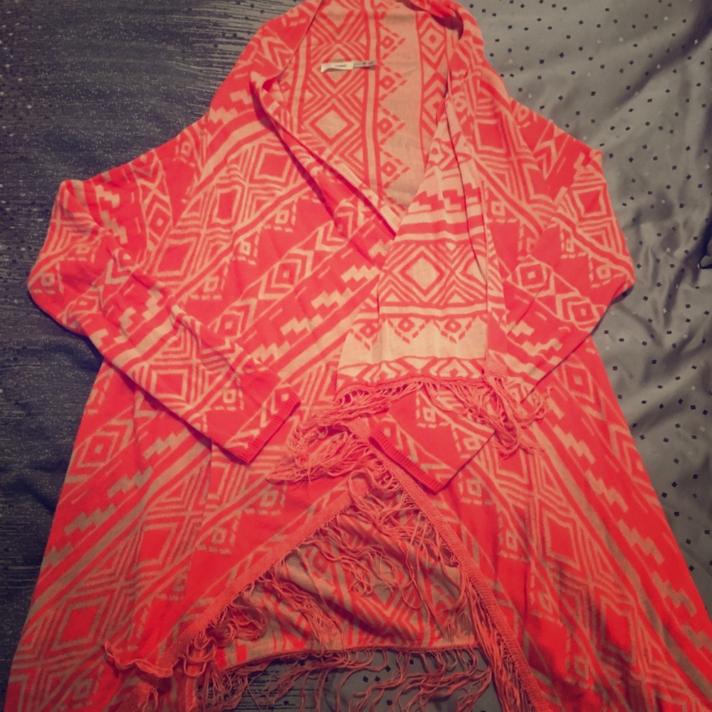 High low Aztec print duster